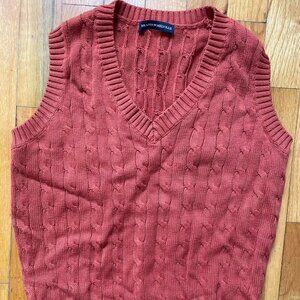 Brandy Melville Sweater Vest, One Size, Coral- Burnt Orange, 100% cotton